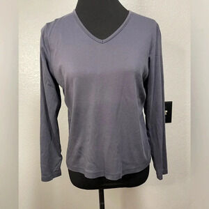 L.L.Bean Women's Soft Supima Cotton Violet Long Sleeve V-Neck Basic MEDIUM